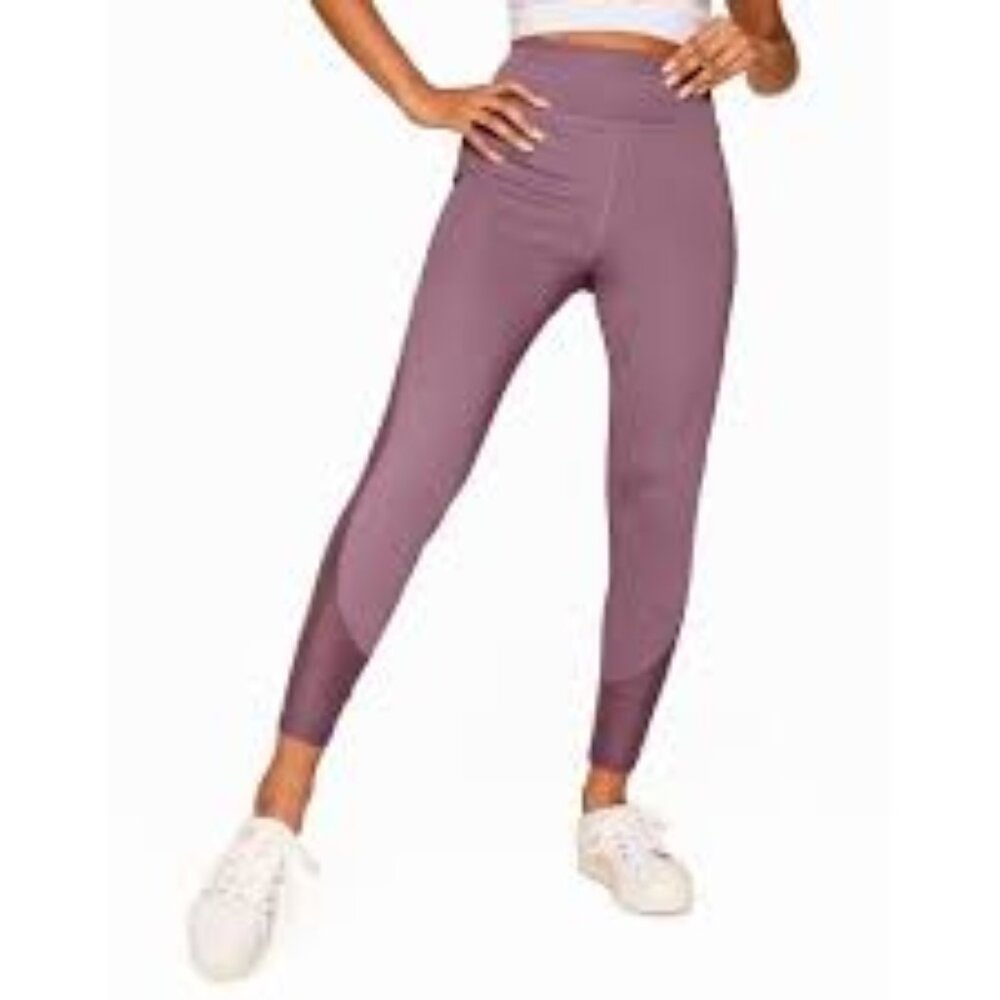 Walkpop Ava Gym Athletic Leggings with Mesh in Plum Pie Size Small- New No Tag